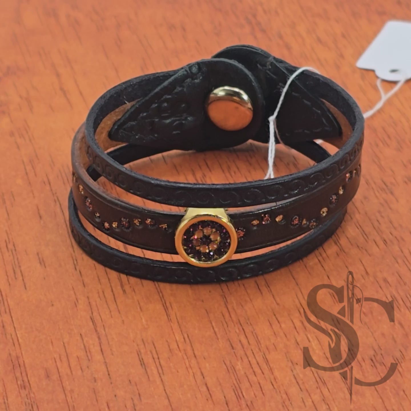 Bracelet 3 brins marron et doré