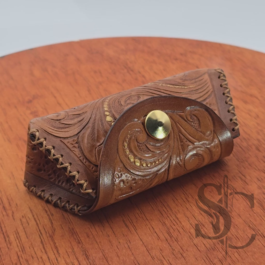 Porte-Monnaie "Rêve de fleurs" - Cuir Cognac