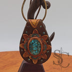 Pendentif goutte avec turquoise et cuivre