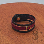 Bracelet 3 brins rouge et doré vagues