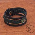 Bracelet 3 brins vert et argenté
