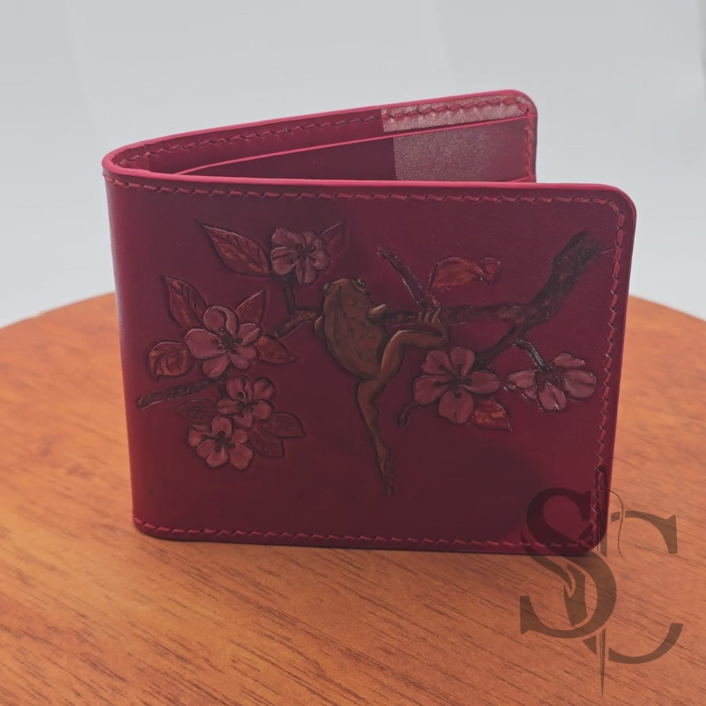 Portefeuille "Grenouille Fleurie" - Cuir Rouge Passion